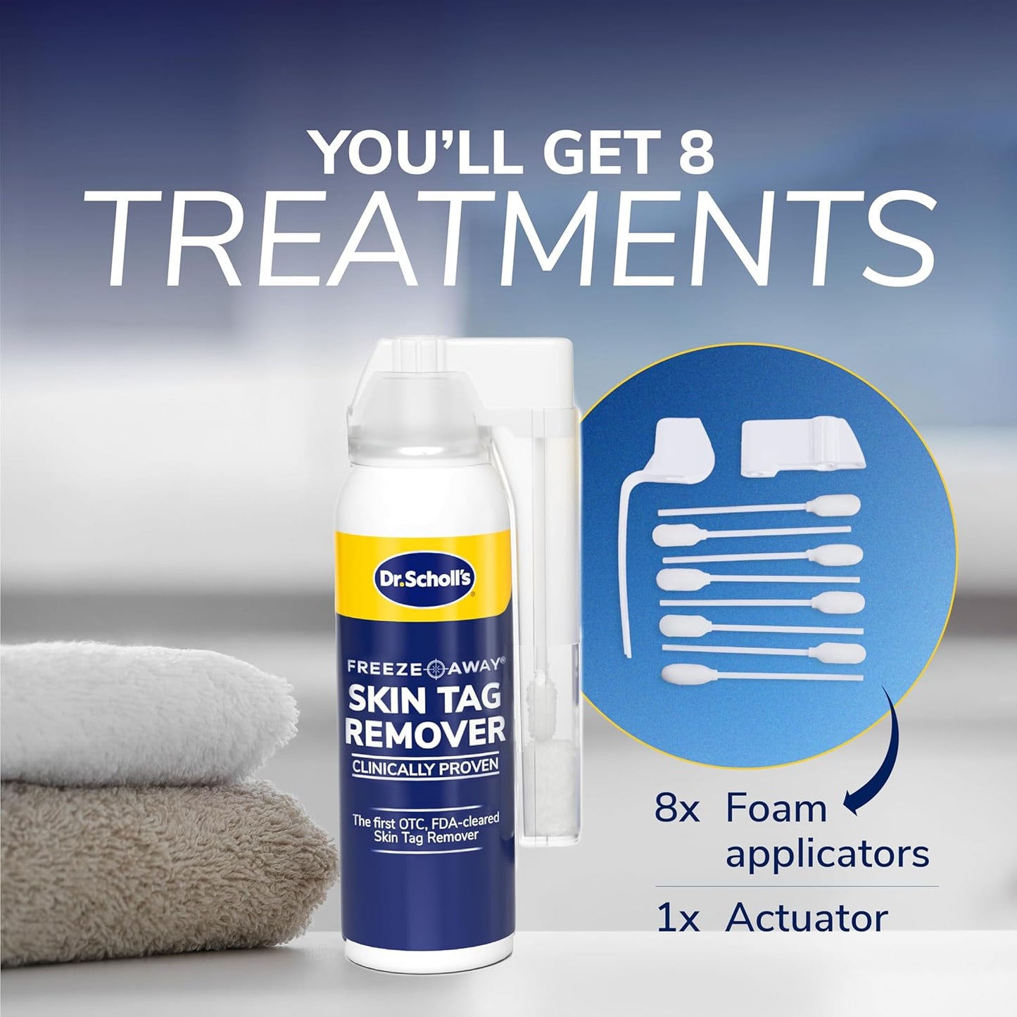 Dr. Scholl's Freeze Away Skin Tag Remover Kit, 8 ct – Completely removes Skin Tags in As Little As 1 Treatment, FDA-Cleared & Clinically Proven