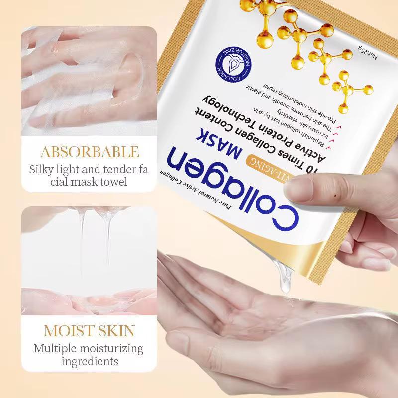 Bio-Collagen Real Deep Mask, 5 Pack Overnight Hydrating Face Mask for All Skin Types,Original Hydrating Collagen Face Mask
