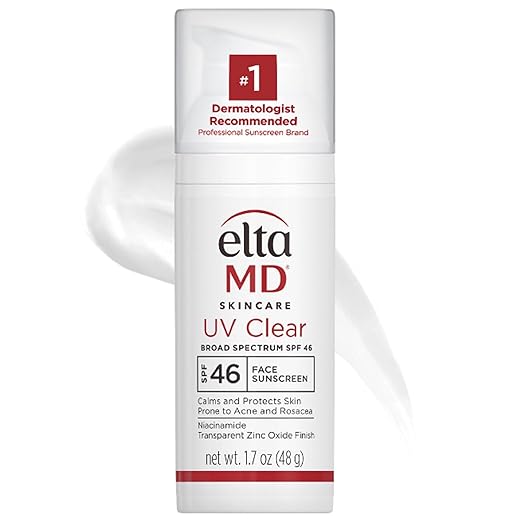EltaMD UV Clear Face Sunscreen SPF 46, Oil-Free Sunscreen with Zinc Oxide, Dermatologist Recommended
