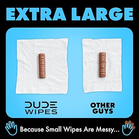 DUDE Wipes Unscented Flushable Wipes - Extra-Large Adult Wet Wipes for Sensitive Skin - 3 Pack (144 Count) - Infused with Vitamin E and Aloe - Septic and Sewer Safe