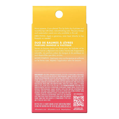 e.l.f. Squeeze Me More Lip Balm Duo, Moisturizing Balm For A Sheer Tint Of Color, Made With Hyaluronic Acid, Vegan & Cruelty-Free, Mango & Watermelon