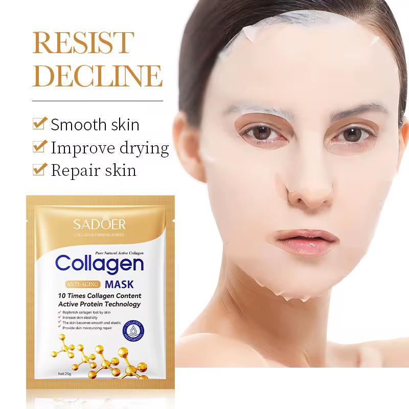 Bio-Collagen Real Deep Mask, 5 Pack Overnight Hydrating Face Mask for All Skin Types,Original Hydrating Collagen Face Mask
