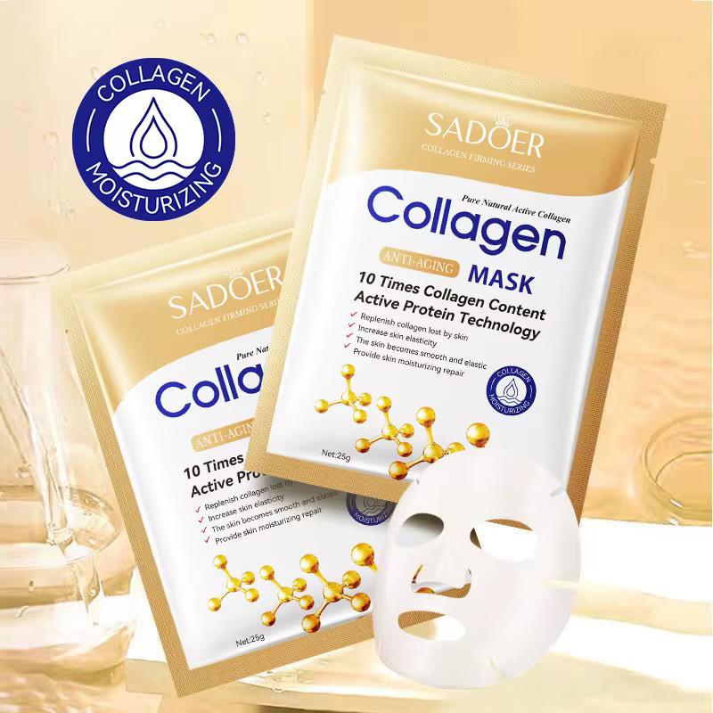 Bio-Collagen Real Deep Mask, 5 Pack Overnight Hydrating Face Mask for All Skin Types,Original Hydrating Collagen Face Mask